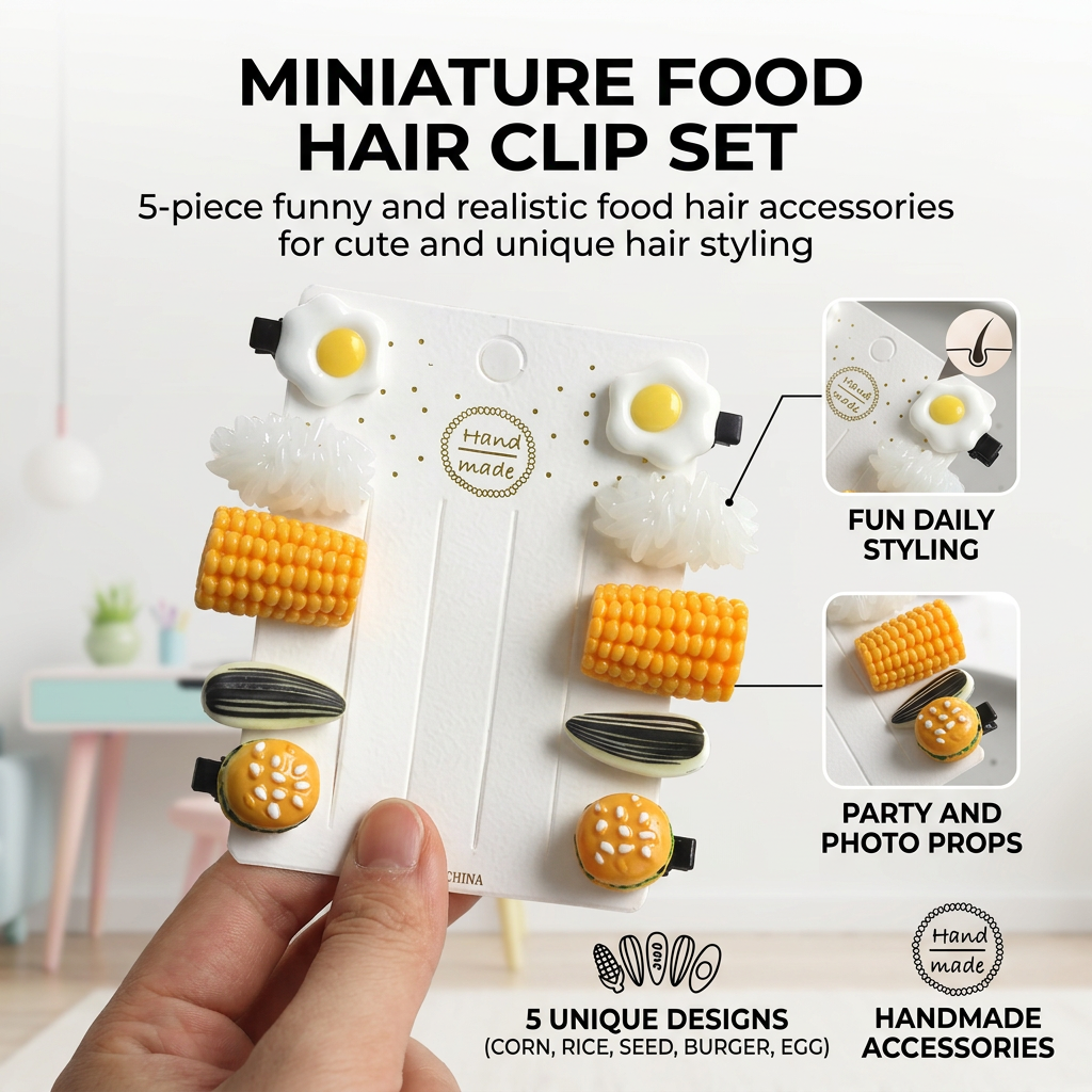 Food Snacks For Kids Party - Mini Food Hair Clips Set Realistic