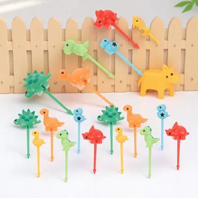 Food Snacks For Kids Party - 18Pcs Cartoon Dinosaur Food Picks Reusable