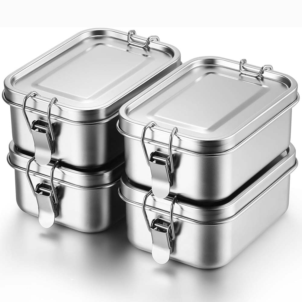 4Pcs Stainless Steel Bento Box - Food Snacks Box avaliação e preço