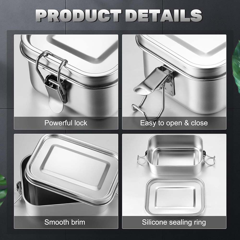 4Pcs Stainless Steel Bento Box - Food Snacks Box avaliação e preço