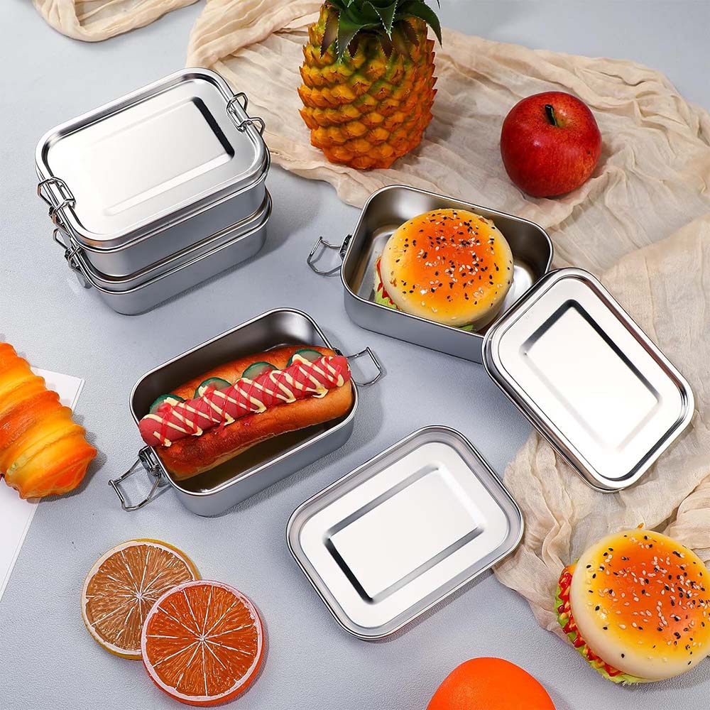4Pcs Stainless Steel Bento Box - Food Snacks Box avaliação e preço