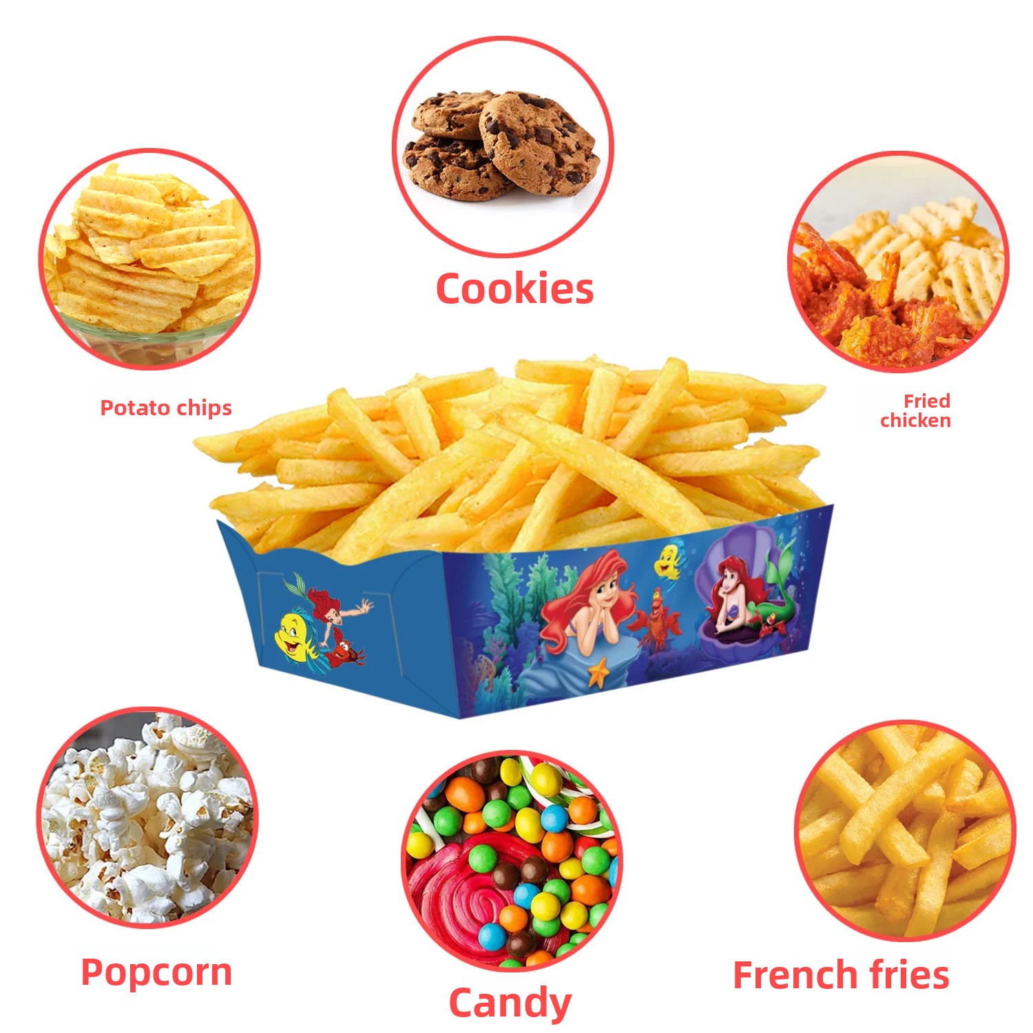 24Pcs/Set Mermaid Paper Food S - Food Snacks For Kids Party avaliação e preço