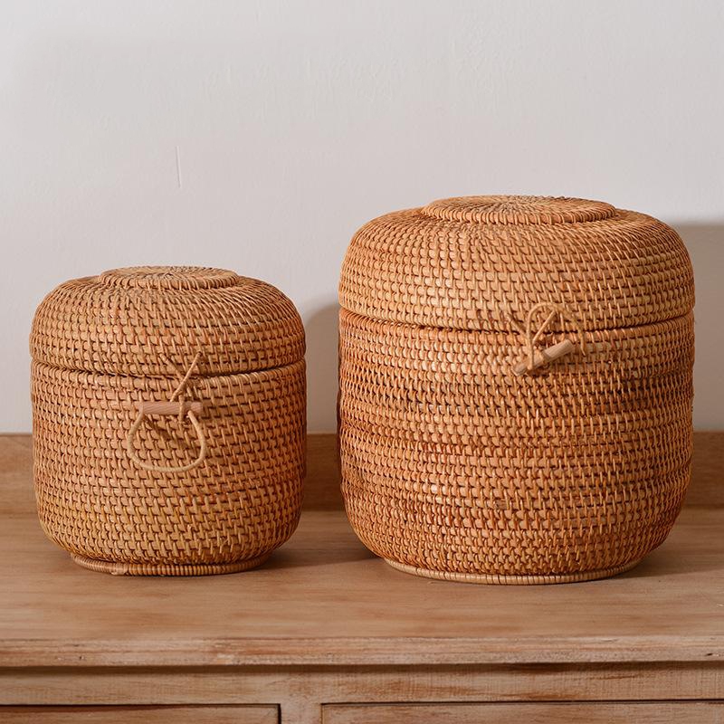 Handwoven Rattan Tea Storage B - Food Snacks Box avaliação e preço