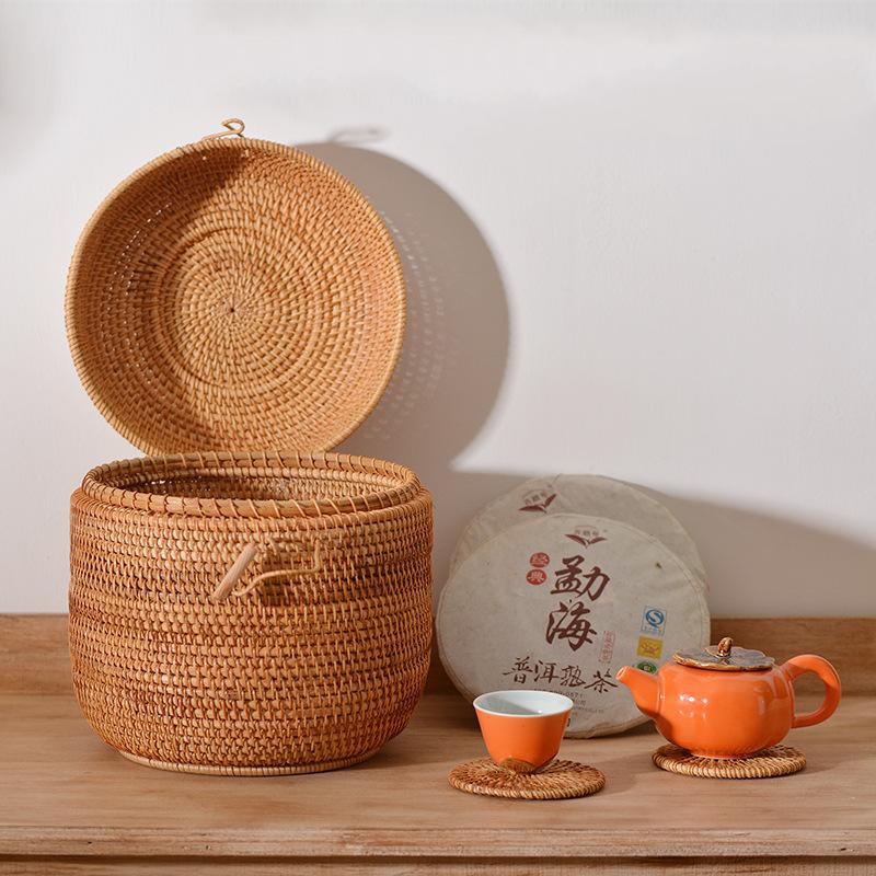Handwoven Rattan Tea Storage B - Food Snacks Box avaliação e preço
