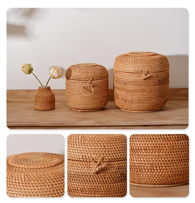 Handwoven Rattan Tea Storage B - Food Snacks Box avaliação e preço