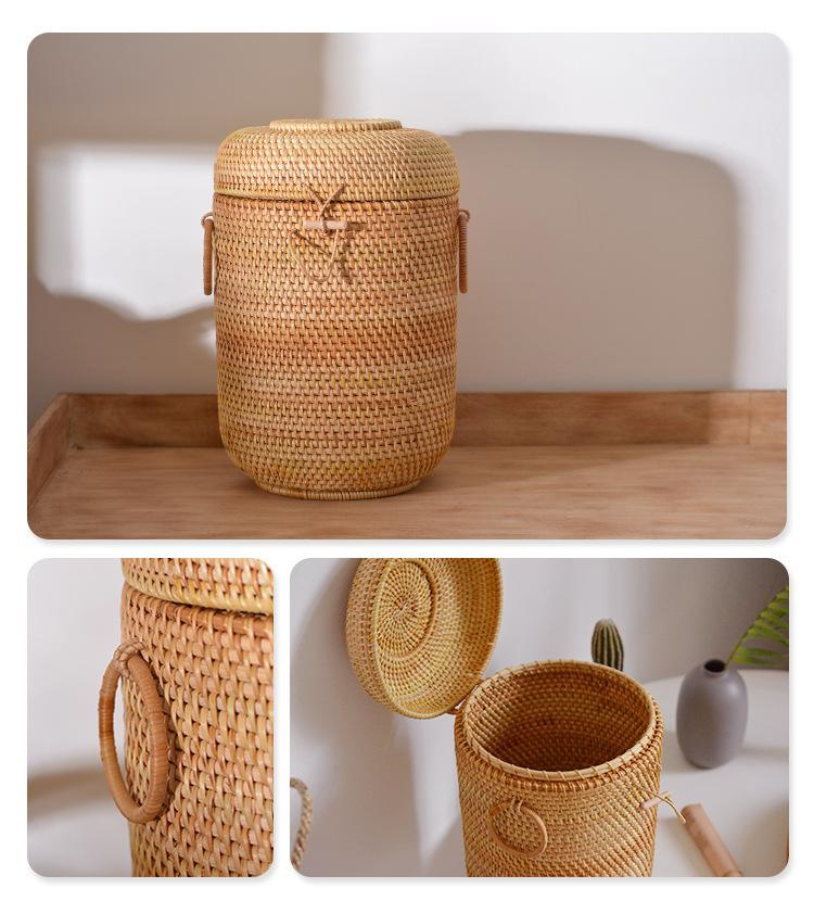 Handwoven Rattan Tea Storage B - Food Snacks Box avaliação e preço