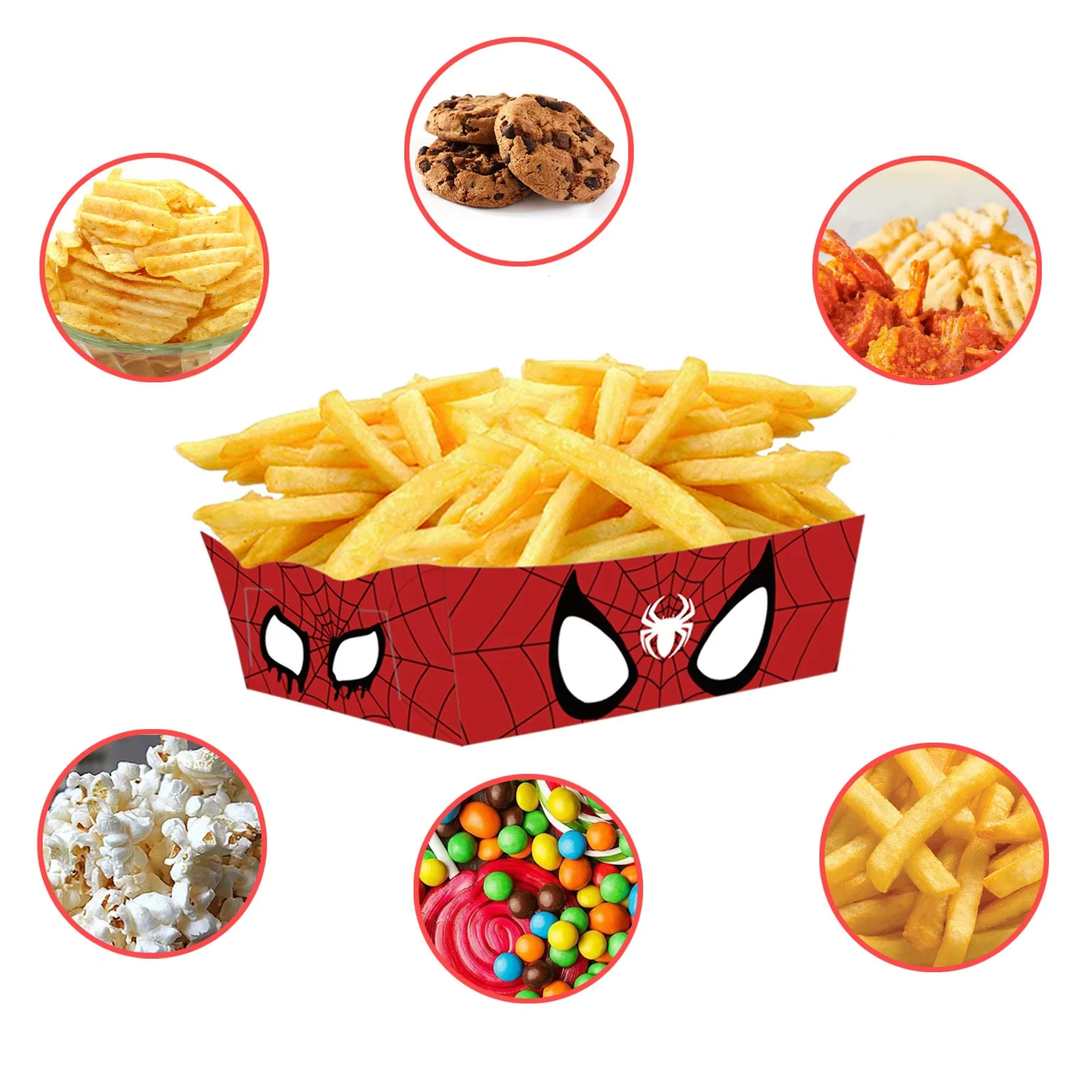 Spiderman Paper Food Serving T - Food Snacks For Kids Party avaliação e preço