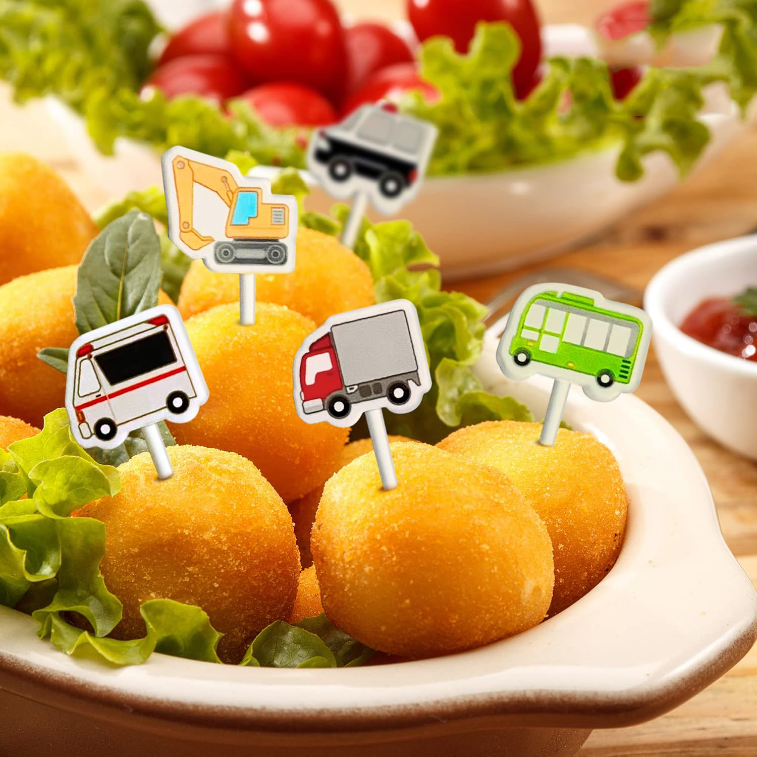 Kids Food Forks  City Construc - Food Snacks For Kids Party avaliação e preço