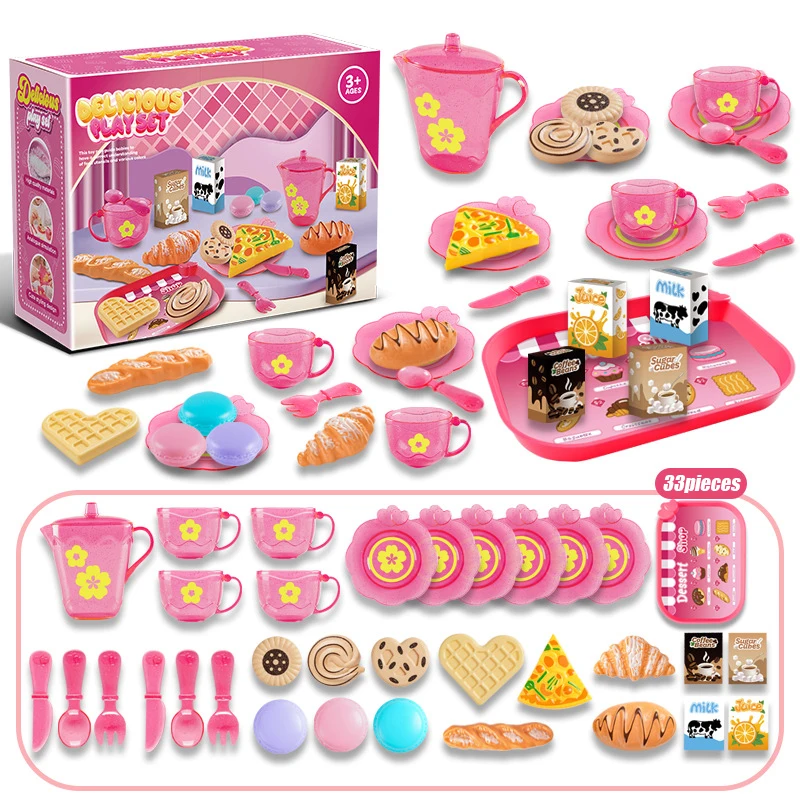 Toy Tea Set For Little Girls T - Food Snacks For Kids Party avaliação e preço