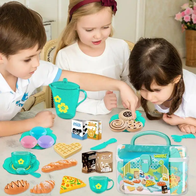 Toy Tea Set For Little Girls T - Food Snacks For Kids Party avaliação e preço