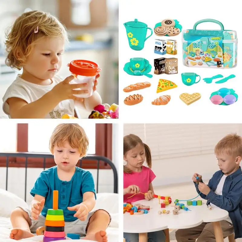 Toy Tea Set For Little Girls T - Food Snacks For Kids Party avaliação e preço