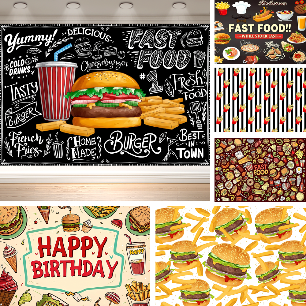 Dewprint Cartoon Hamburger Fas - Food Snacks Banner avaliação e preço