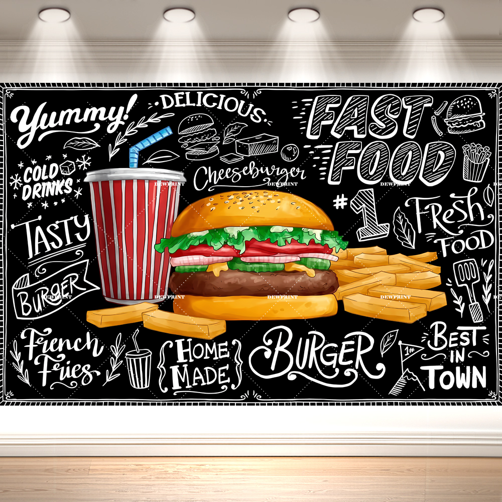 Dewprint Cartoon Hamburger Fas - Food Snacks Banner avaliação e preço