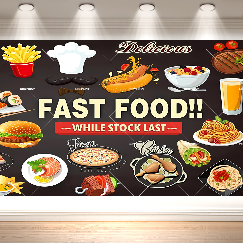 Dewprint Cartoon Hamburger Fas - Food Snacks Banner avaliação e preço