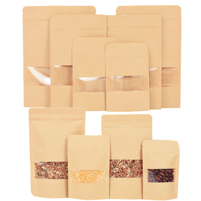 20/50pcs Kraft Paper Zip Lock  - Food Or Snacks avaliação e preço