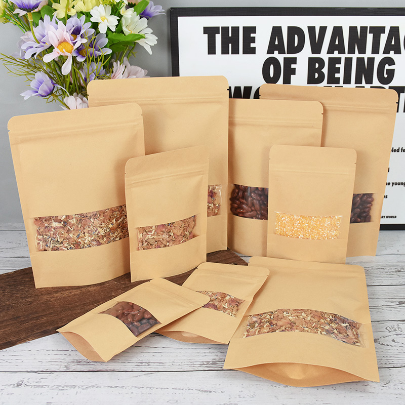 20/50pcs Kraft Paper Zip Lock  - Food Or Snacks avaliação e preço