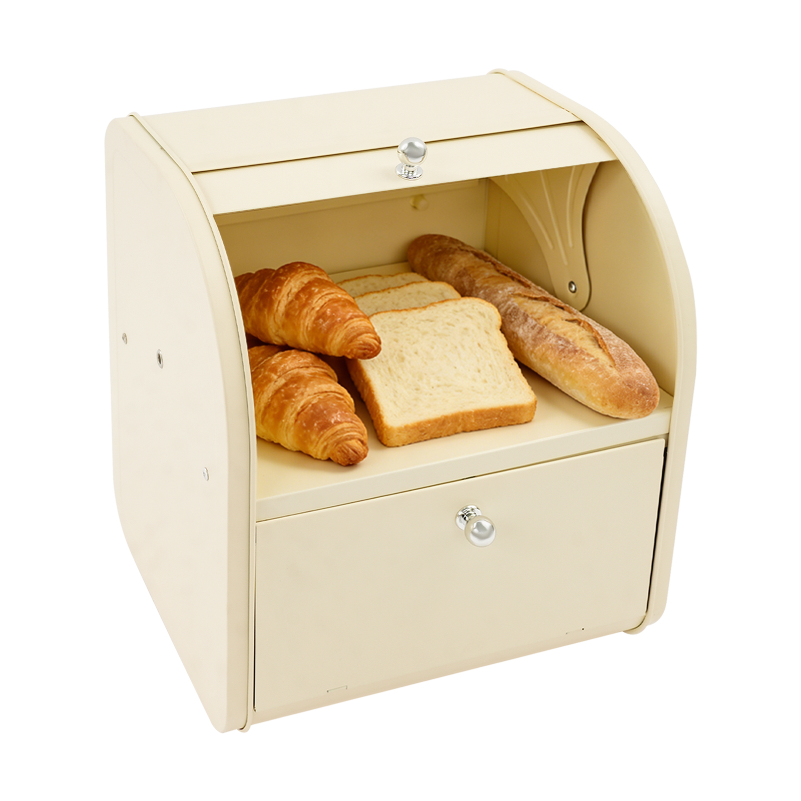 Bread Box 2-Tier Carbon Steel  - Food Snacks Box avaliação e preço