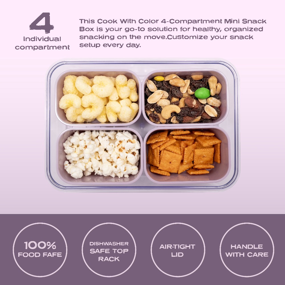 4-Compartment Mini Snack Box F - Food Snacks Box avaliação e preço