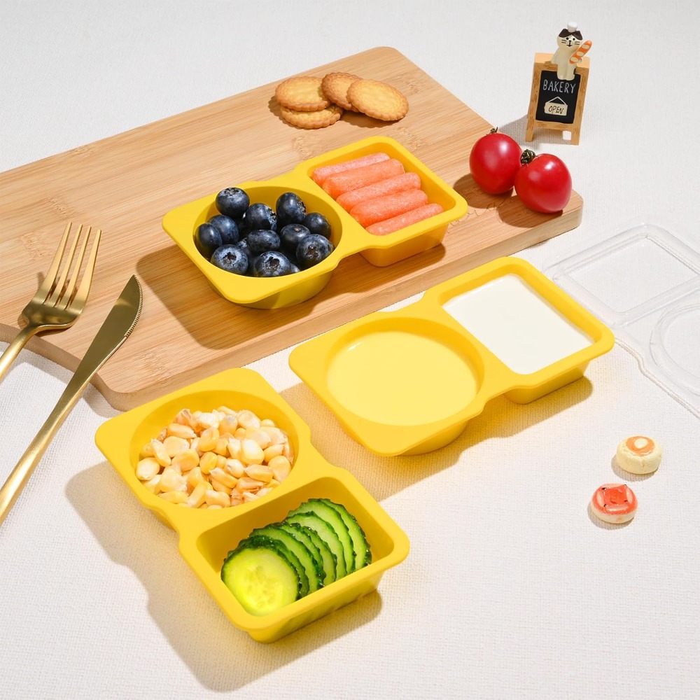 2 Compartment Disposable Plast - Food Snacks For Kids Party avaliação e preço