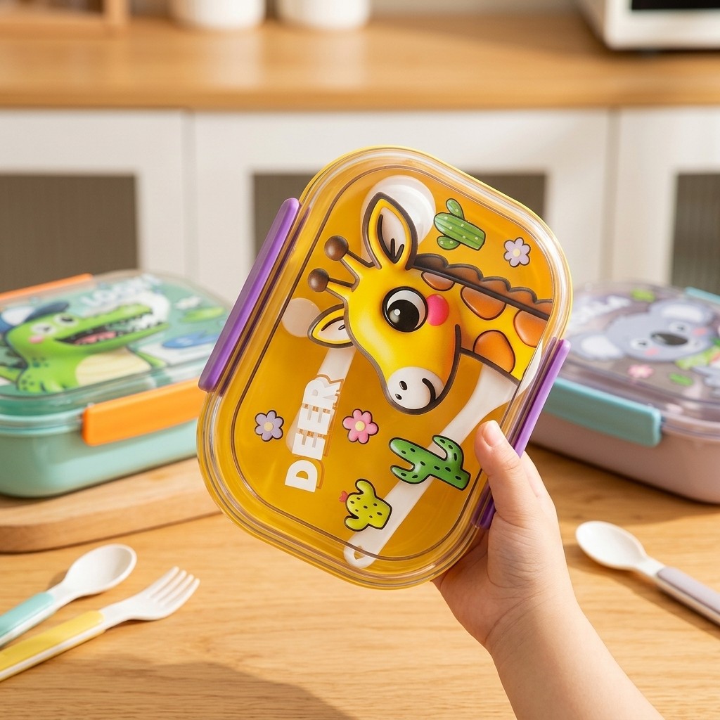 Cute Cartoon Kids Lunch Box 4  - Food Or Snacks avaliação e preço