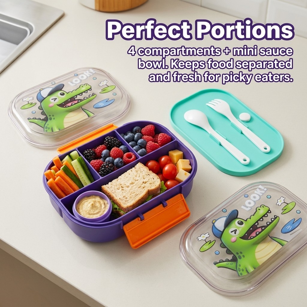 Cute Cartoon Kids Lunch Box 4  - Food Or Snacks avaliação e preço
