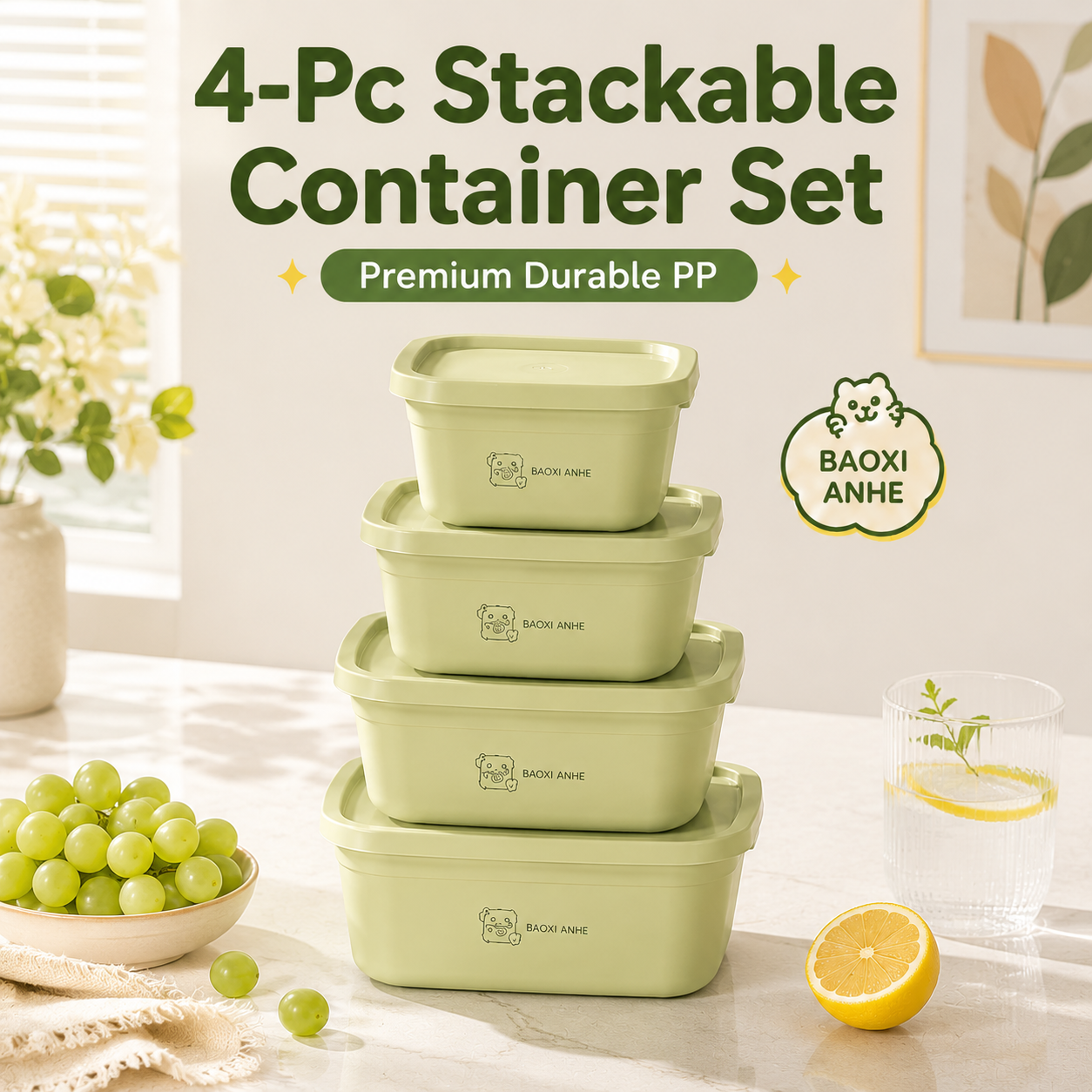 4Pcs Stackable Food Storage Co - Food Snacks Box avaliação e preço